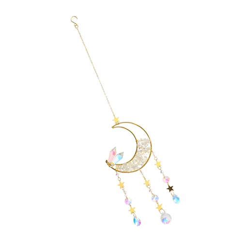 ROMISBABA Kristallhängender Sonnencatcher Mondform Natürlichem mit Amethyst und Rosenquarz für Fenster und Garten Deko Element für Fröhliche ROMISBABA Kristallhängender Sonnencatcher Mondform Natürlichem mit Amethyst und Rosenquarz für Fenster und Garten Deko Element für Fröhliche von ROMISBABA