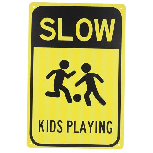 ROMISBABA Langsame Straße Vorsichtsspielende Warnschild aus Metall Wetterfestes Straßenschild für und Wohngebiete Langlebig Leicht zu Lesen Sicherheitshinweise von ROMISBABA