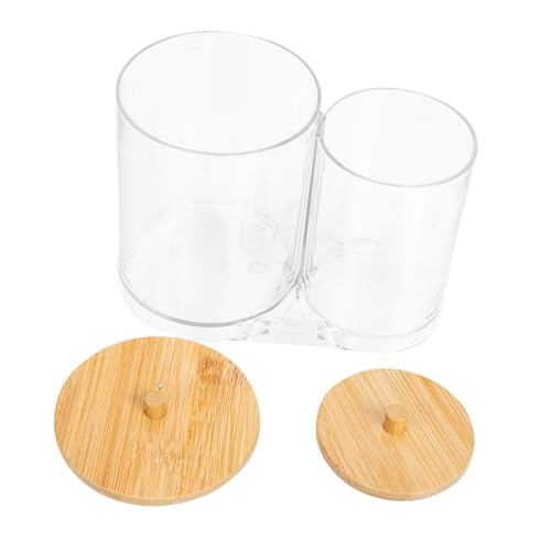 ROMISBABA Makeup Cotton Organizer Aufbewahrungsbox mit Holzdeckel Baumwollpad Wattestäbchen behälter Stapelbar für Badezimmer Schminktisch und Wohnzimmer Praktisch und Sauber von ROMISBABA