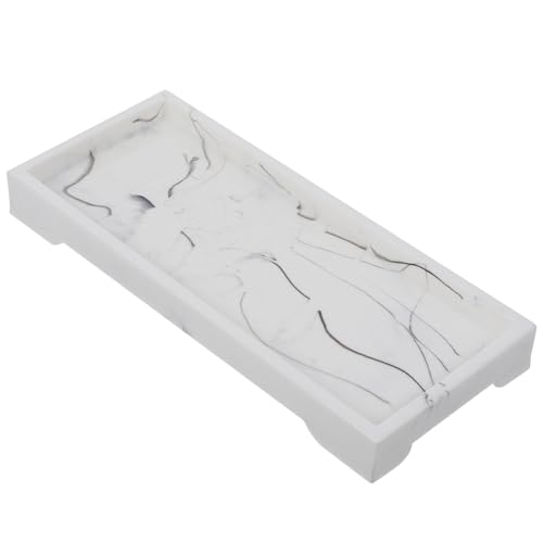 ROMISBABA Marbling Resin Aufbewahrungstablett Weiß Wasserabweisend Kosmetik Organizer Badezimmer Multifunktional Schmuckhalter Home Storage Tray von ROMISBABA