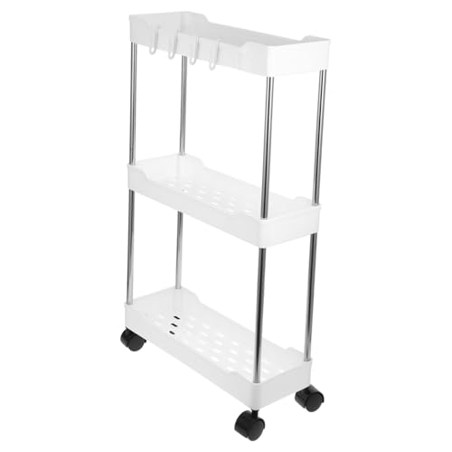 ROMISBABA Mehrstöckiger Aufbewahrungswagen Langlebigem PP Leicht zu Reinigen Weißer Rollwagen für Bad Wohnzimmer Flur Stabil und Vielseitig Einsetzbar von ROMISBABA