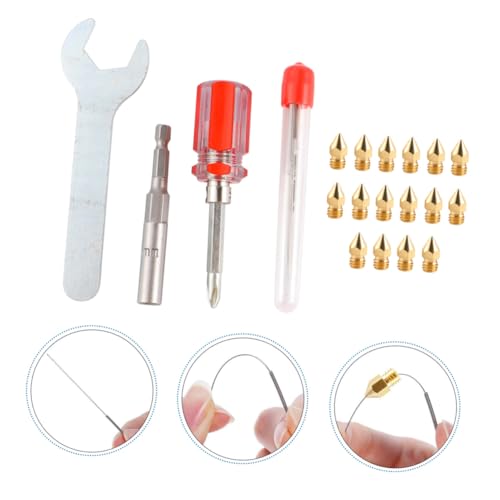 ROMISBABA Messing Drucker Düse mit Reinigungswerkzeug Rostbeständig Einfach zu Wechseln Vielseitige für Präzises Extrudieren Zubehör für Extruder Nozzle Reinigung von ROMISBABA