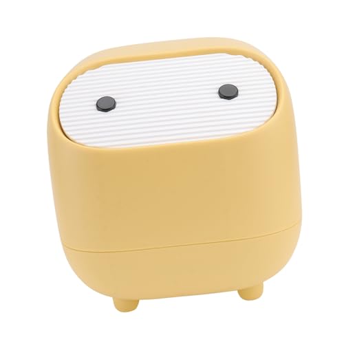 ROMISBABA Mini Desktop Mülleimer mit Druckfunktion Kompakter Bunter Abfallbehälter für Büro Zuhause und Studentenwohnheim Platzsparend und Praktisch Lustiges Design Gelb von ROMISBABA