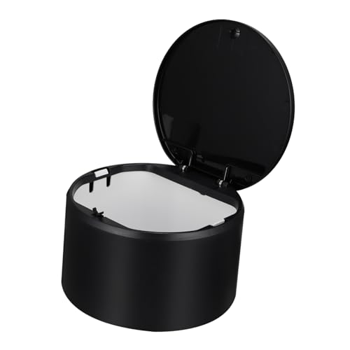 ROMISBABA Mini Mülleimer mit Pressdeckel Kompakter Tisch Abfalleimer aus Wasserdichtem Leichtem Material Wiederverwertbar für Schreibtisch Arbeitsplatte und Büro Schwarzes Design von ROMISBABA