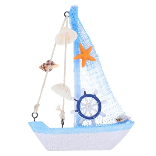 ROMISBABA Mini Segelboot Modell aus Holz Nautische Wohnzimmer Tischdeko Kleine Segelyacht Figur für Schreibtisch Büro und Schaufenster Küsten dekor für Schlafzimmer und Badezimmer von ROMISBABA