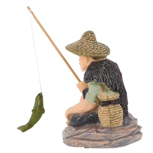 ROMISBABA Miniatur Fischer Figurine Für Fischbecken Garten Dekoration Realistische Angler Statue Für Aquarium Und Mikrolandschaft Langlebig Und Pflegeleicht von ROMISBABA