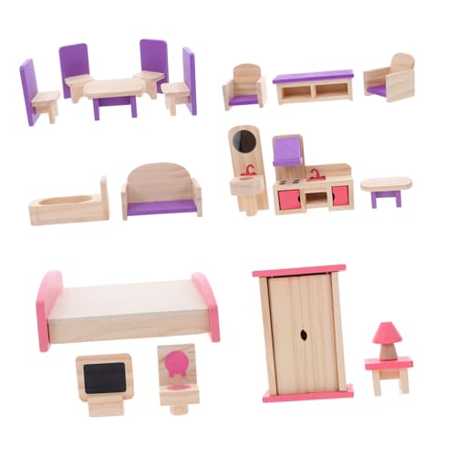 ROMISBABA Puppenhausmöbel-Set Aus Holz Mit Miniaturmöbeln DIY-puppenhauszubehör Für Junge Mädchen Rollenspiel-Spielzeug Mit Stühlen Tischen Und Betten ROMISBABA Puppenhausmöbel-Set Aus Holz Mit Miniaturmöbeln DIY-puppenhauszubehör Für Junge Mädchen Rollenspiel-Spielzeug Mit Stühlen Tischen Und Betten von ROMISBABA