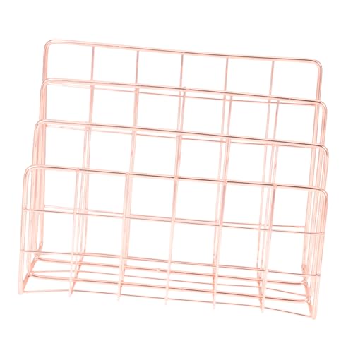 ROMISBABA Moderner Roségold Briefhalter Fächer Mail Organizer Metall Ablage Rack für Schreibtisch Vielseitiger und Dokumentenhalter zur Ordentlichen Desktop Aufbewahrung von ROMISBABA
