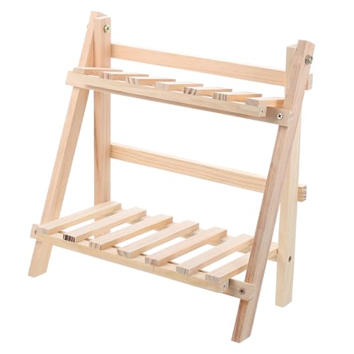ROMISBABA Multifunktionales Zweistöckiges Holz Regal Faltbar Desktop Organizer mit Mehrschichtiger Platzsparend für Büro Zuhause Küche und Schlafzimmer Praktischer Schreibtisch Aufsatzregal von ROMISBABA