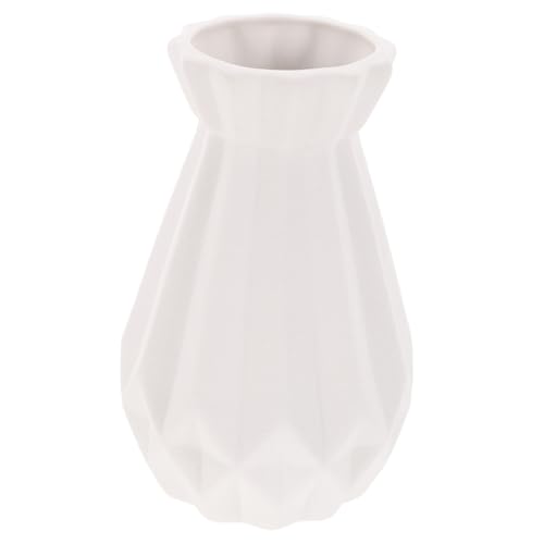 ROMISBABA Nordische Keramikvase Weiß Kreative Blumenvase mit Geriffelter Oberfläche Dekorative Tischvase als Stilvolles Wohnaccessoire für Wohnzimmer Schlafzimmer Büro und Restaurant von ROMISBABA