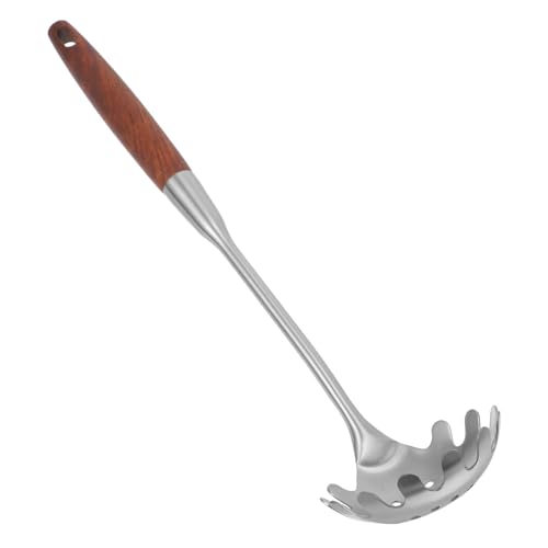ROMISBABA Nudelheber aus Edelstahl mit Hitzebeständigem Palisanderholzgriff Multifunktionaler Spaghettilöffel mit Sieb Ergonomischer Pasta server für Küche und Gastronomie von ROMISBABA