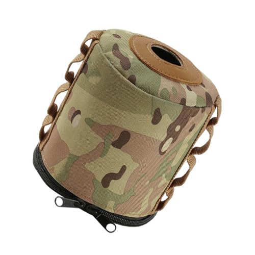 ROMISBABA Outdoor Camping Gasbehälter Schutzhülle Praktische Aufbewahrungstasche Stoß Schutz für Flache Gaskartuschen Camouflage Langlebig Leicht zu Reinigen für Outdoor Aktivitäten von ROMISBABA