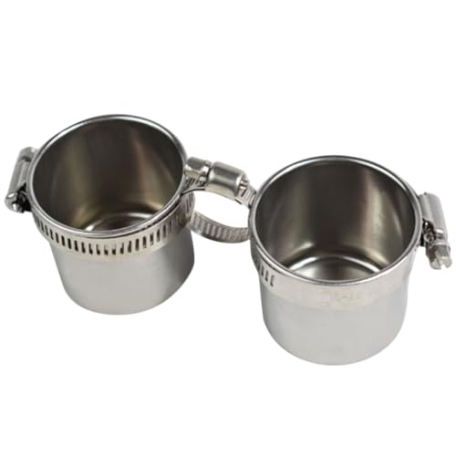 ROMISBABA Papageien Futterbecher Ständer Vogelkäfig Zubehör Futterstation mit Stabilem Sitzstab für Wellensittiche und Papageien von ROMISBABA