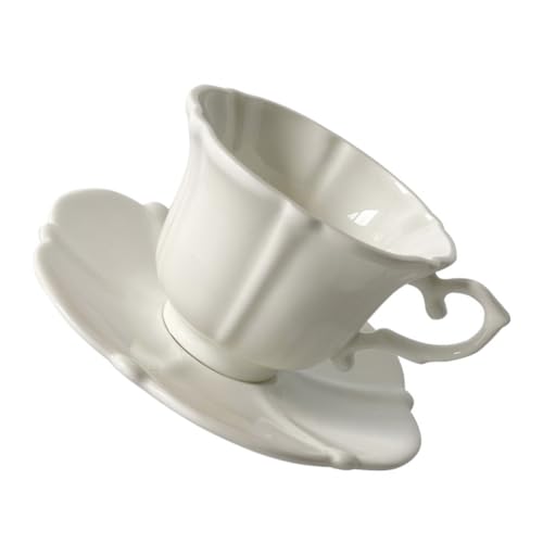 ROMISBABA Porzellan Tassen und Untertassen für Zuhause Kaffee Teetassen Vintage Design Stabiles Trinkgeschirr für Restaurant Vielseitig für Kaffee Tee Milch und Cocktails von ROMISBABA