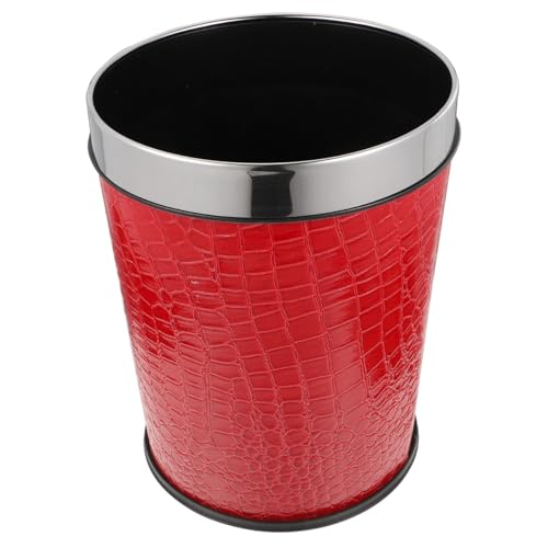 ROMISBABA Retro Abfalleimer ohne Deckel Roter Krokodilprägung Edelstahlring Mülleimer Vielseitig für Küche Bad Schlafzimmer Hotel Robust Rutschfest Vintage Zuhause ROMISBABA Retro Abfalleimer ohne Deckel Roter Krokodilprägung Edelstahlring Mülleimer Vielseitig für Küche Bad Schlafzimmer Hotel Robust Rutschfest Vintage Zuhause von ROMISBABA