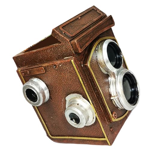 ROMISBABA Retro Blumentopf Vintage Kamera Form Kunstharz Pflanzer Kreativer Desktop Übertopf für Zimmerpflanzen und Gartendekoration Braun von ROMISBABA