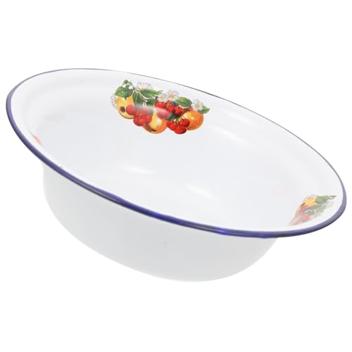 ROMISBABA Retro Emaillierte Suppenschüssel Dickwandige Mehrzweck Schüssel Vielseitiger Aufbewahrungsbehälter mit Nostalgischem Design Geeignet für Küche Obst Gemüse und Teigbereitung von ROMISBABA