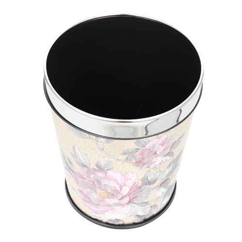 ROMISBABA Retro Mülleimer ohne Deckel Vintage Abfalleimer mit Blumenmuster für Bad Wohnzimmer Papierkorb Abfallbehälter Praktisch und Langlebig von ROMISBABA