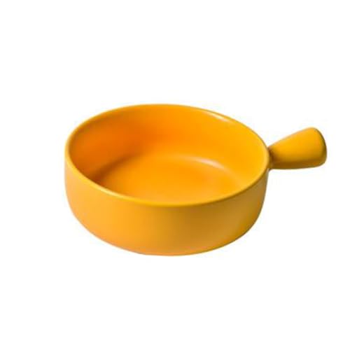 ROMISBABA Runde Keramische Backplatte mit Praktischem Griff Hitzebeständig und Langlebig Gelbe Salat und Obstteller für Küche Haushalt und Bäckerei zum Backen und Servieren von Kuchen Brot von ROMISBABA