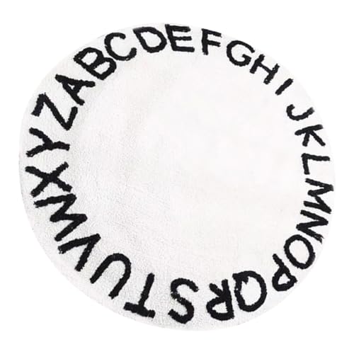 ROMISBABA Runder Kinderteppich mit ABC Buchstaben Rutschfester Teppich Rund Dekorativer Teppich für Jungen und Mädchen Cartoon Nordic Stil Weicher Bodenmatte für Kinderzimmer und Büro von ROMISBABA
