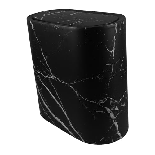 ROMISBABA Schmaler Mülleimer mit Marmor Design Kunststoff Abfalleimer für Badezimmer Schlafzimmer Küche Wohnzimmer Platzsparend Robuste Bauweise Moderate Kapazität Vielseitig Einsetzbar von ROMISBABA