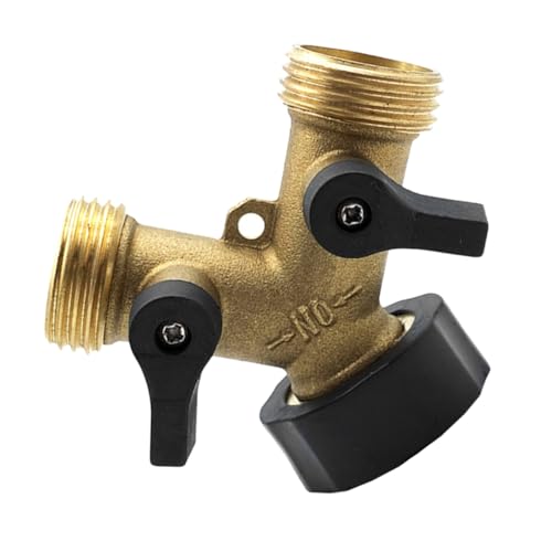 ROMISBABA Schwerer Garten Schlauchverteiler mit Kugelhahn Wasserhahn Anschlussstück Y Adapter für Gartenschlauch Dicht aus Langlebigem Messing für Bewässerung und von ROMISBABA