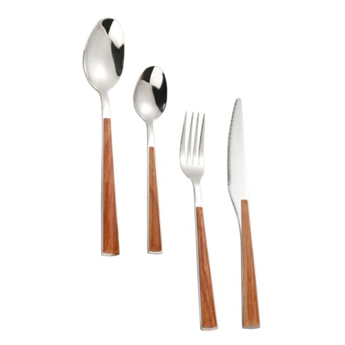 ROMISBABA Teiliges Edelstahlbesteck mit Holzgriff Haushalts küchenutensil Messer Gabel Großem und Kleinem Löffel Robustes Vorlegebesteck für Restaurant und Zuhause von ROMISBABA
