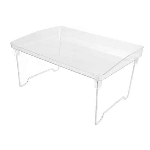 ROMISBABA Transparente Klappbare Desktop Aufbewahrungsablage mit Erhöhten Kanten Faltbares Multifunktionales Tischregal für Küche Büro Bad Platzsparender Organizer für Kosmetik und von ROMISBABA