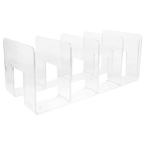 ROMISBABA Transparentes Acryl Buchstützen mit Fächern Multifunktionaler Organizer für Schwere Bücher Zeitschriften Akten und Laptop Robuster Buchhalter für Schreibtisch Büro und Zuhause von ROMISBABA