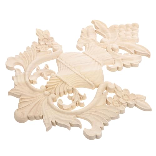 ROMISBABA Unlackierte Holzapplikation Geschnitzte Onlay Möbelverzierung DIY Holzornament für Schrank Tür Dekoration aus Langlebigem Holz von ROMISBABA