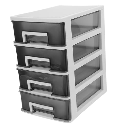 ROMISBABA Vierlagiger Transparenter Schubladenschrank Aufbewahrungsbox Kunststoff Multifunktionaler Desktop Organizer Tragbares Staubschutz Regal für Büro und Zuhause Weißer Rahmen mit von ROMISBABA