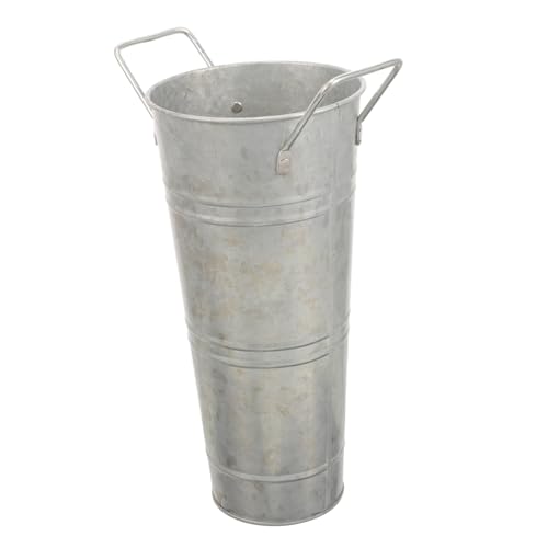 ROMISBABA Vintage Blumeneimer aus Verzinktem Eisen mit Griffen Kreativer Pflanzer und Dekorative Vase für Balkon Geländer und Wohnraum Rostfreie Blumentopf deko im Shabby Stil von ROMISBABA