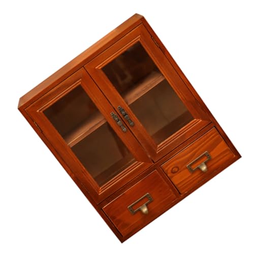 ROMISBABA Vintage Holz Aufsatzschrank mit Mehrlagigen Stabiler Desktop Aufbewahrungsschrank für Küche und Büro Multifunktionales Holzregal für Stilvolle Organisation und Einfache von ROMISBABA