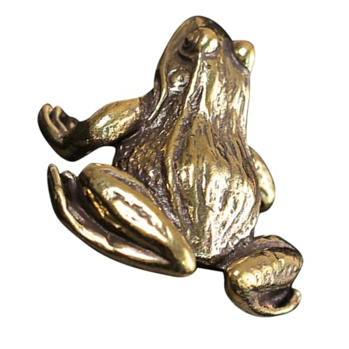 ROMISBABA Vintage Messing Frosch Figurine Miniatur Retro Dekoration für Schreibtisch Auto Garten Kleine Handgefertigte Desktop Deko aus Robustem Messing für Büro und von ROMISBABA
