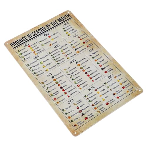 ROMISBABA Vintage Metall Gemüse Obstposter Saisonkalender Wanddekoration Küchenschild Praktisch Rostfrei Robust für Küche und Lebensmittelwissen ROMISBABA Vintage Metall Gemüse Obstposter Saisonkalender Wanddekoration Küchenschild Praktisch Rostfrei Robust für Küche und Lebensmittelwissen von ROMISBABA