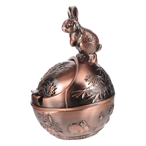 ROMISBABA Vintage Winddichter Aschenbecher mit Deckel Kugelförmig Großer Volumen Rabbit Design Tragbar Für Innen Außen Terrasse Patio von ROMISBABA