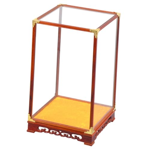 ROMISBABA Vitrine Display Box mit Holzrahmen Staubdichte Aufbewahrungsbox für Buddha Figurine Multifunktionale Sammlerbox für Kunsthandwerk und Dekoration von ROMISBABA