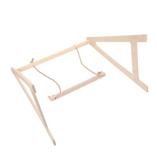 ROMISBABA Vogelspielzeug Holz Schaukel mit Sandgestrahltem Sitzstange Robustes Papageienspielzeug für Klettern Beißen und Schaukeln mit Stabilem Dreieckigem Sockel für Sittiche von ROMISBABA