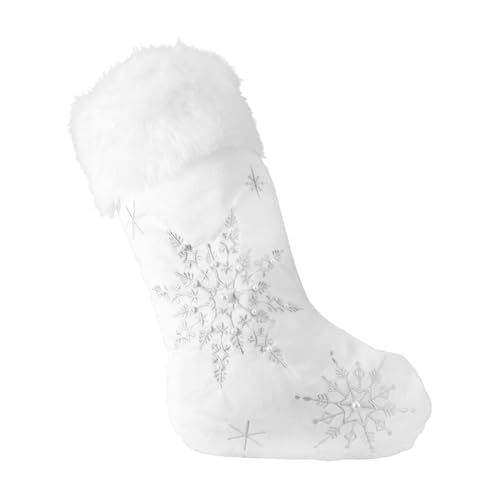 ROMISBABA Weihnachtliche Strumpf mit Schneeflocken Perlendekor Silberfarbener Geschenkbehälter und Aufbewahrungstasche Edle Weihnachtsdeko für Kamin und Baum Vielseitig Verwendbar ROMISBABA Weihnachtliche Strumpf mit Schneeflocken Perlendekor Silberfarbener Geschenkbehälter und Aufbewahrungstasche Edle Weihnachtsdeko für Kamin und Baum Vielseitig Verwendbar von ROMISBABA