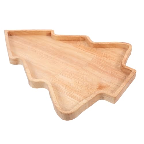 ROMISBABA Weihnachtliches Holztablett in Tannenbaum Form Multifunktionaler Snack und Obstteller Dekoratives Servierbrett für Party Familie Halloween und Weihnachtsdeko von ROMISBABA