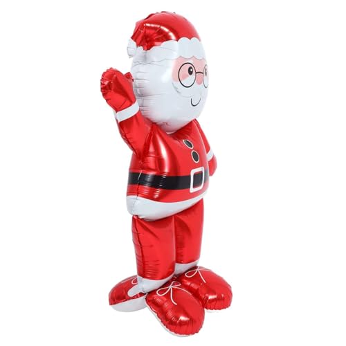 ROMISBABA Weihnachtsmann-Ballon außerhalb Weihnachtsdekoration süß Abschlussball Partyzubehör aufblasbare Weihnachtsdekorationen im Freien Weihnachtsballon Aluminiumfolie rot von ROMISBABA
