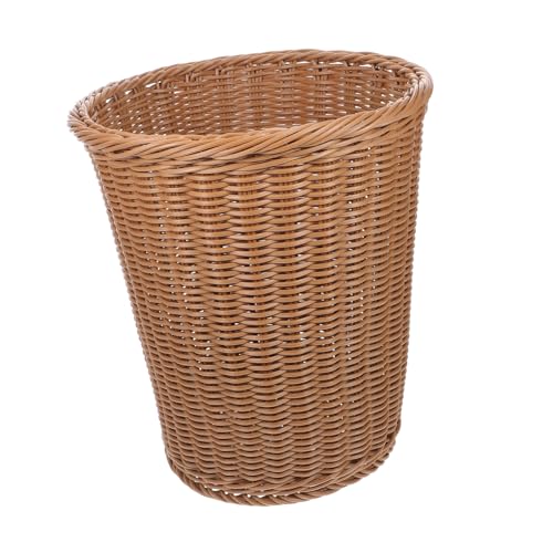 ROMISBABA Wetterfester Handgewebter Abfalleimer aus Rostfreiem Runder Papierkorb im Rattan Look Stabiler Mülleimer für Büro Wohnzimmer Schlafzimmer und Bad von ROMISBABA