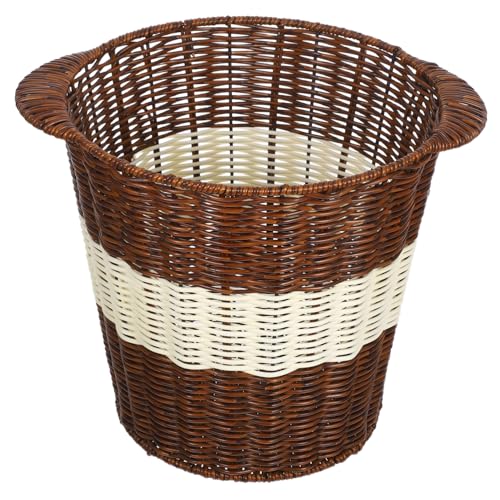ROMISBABA Woven Waste Paper Basket Imitation Rattan Office Trash Can Breathable Desk Wastebasket Spacious Capacity Easy Maintenance For Bedroom And Workspace ROMISBABA Woven Waste Paper Basket Imitation Rattan Office Trash Can Breathable Desk Wastebasket Spacious Capacity Easy Maintenance For Bedroom And Workspace von ROMISBABA