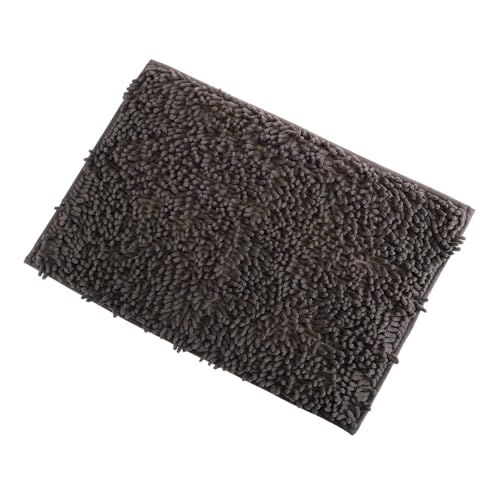 ROMISBABA rutschfeste Chenille Badmatte Dunkelgrau Saugfähige Teppichmatte für Badezimmer und Eingang Flauschiger Kurzflor Waschbar Strapazierfähig Vielseitig für Küche Toilette Poolbereich von ROMISBABA