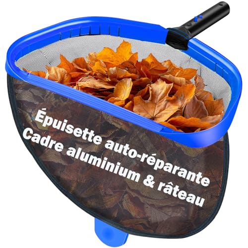 ROMIVO Pool Kescher, Professioneller Teichkescher & Poolskimmer mit Aluminiumrahmen, Reparierbares Feinmaschiges Tiefes Netz für Blätter/Insekten, Ideal für Pool & Teich (Stab Nicht Inklusive) von ROMIVO