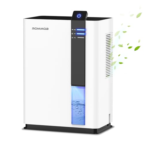 Luftentfeuchter, ROMMQB 3000ML Luftentfeuchter Elektrisch, Klein Raumentfeuchter für Keller, Bad, Schlafzimmer, Wohnung, Entfeuchter, Smart Dehumidifier Home mit Auto Abschaltung, 5 Nachtlicht von ROMMQB