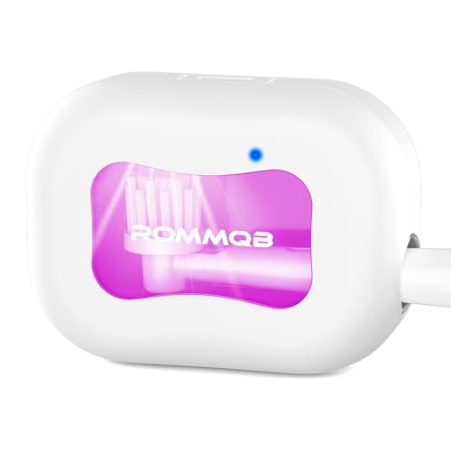 UV Zahnbürste Sterilisator Desinfektionsmittel, ROMMQB Elektrische Zahnbürste Sanitizer Case mit Violettem Licht, Mini Cleaner Case, Smart Home Travel Zahnbürste Box für Alle Zahnbürsten (Weiß) von ROMMQB