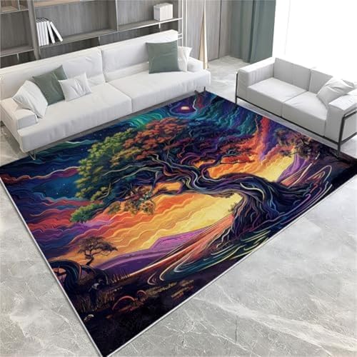 Psychedelic Poster Fläche Teppiche Lebensbaummaschinenwaschbarer Teppich Weiche Flauschige, Rutschende Kurzhaufen Teppich Für Wohnzimmer Schlafzimmer von ROMOER
