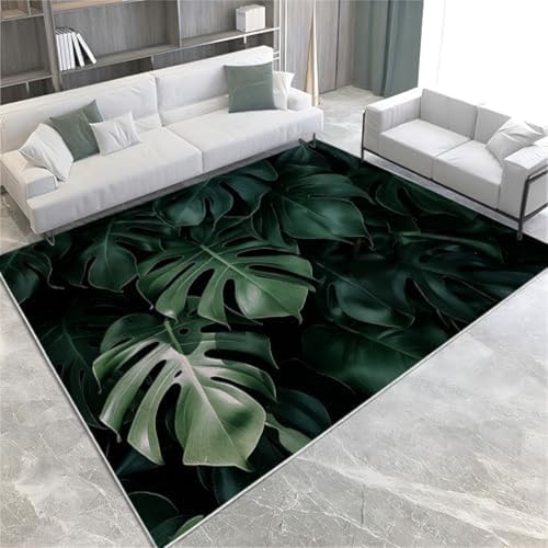 ROMOER Dunkelgrüne Teppich Teppiche Monstera Blattpflanze Nicht rutschfeste Fläche Teppich Kurze Stapelbodenmatte Für Wohnzimmer Schlafzimmer Badezimmer Küche & Büro, ROMOER Dunkelgrüne Teppich Teppiche Monstera Blattpflanze Nicht rutschfeste Fläche Teppich Kurze Stapelbodenmatte Für Wohnzimmer Schlafzimmer Badezimmer Küche & Büro, von ROMOER