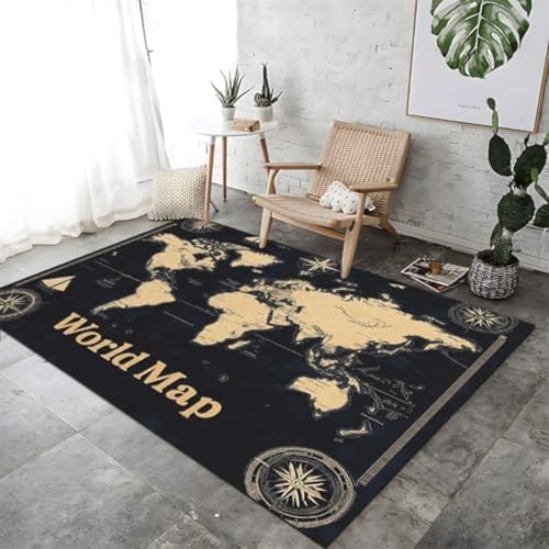 ROMOER Für Teppiche Retro Design Weltkarte Für Eingangseingangsfleckenflecken Widerstandsfähiger Teppich Für Badezimmer Wäscherei Schlafzimmer Kinderzimmer Schlafzimmer Büro Dunkelgrau, ROMOER Für Teppiche Retro Design Weltkarte Für Eingangseingangsfleckenflecken Widerstandsfähiger Teppich Für Badezimmer Wäscherei Schlafzimmer Kinderzimmer Schlafzimmer Büro Dunkelgrau, von ROMOER